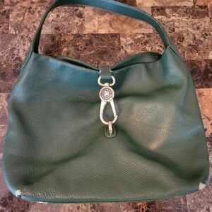 Dooney & Bourke Logo Lock Sac Hobo Satchel Shoulder Bag Ivy Green Leather